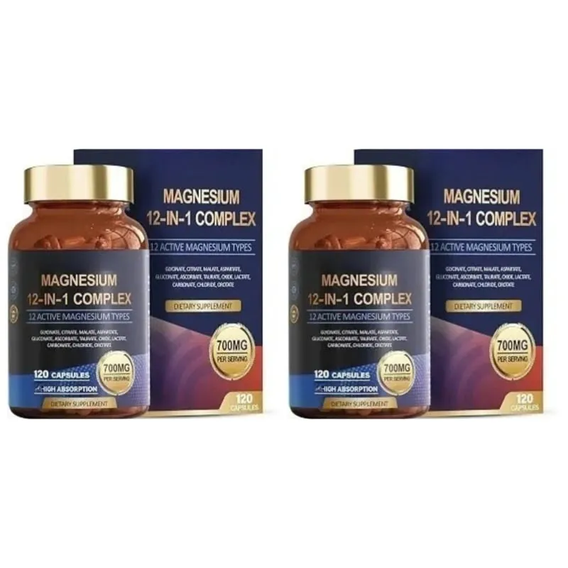 Magnesium 12-In-1 Complex Capsules for Sleep Support and Muscle Relaxation Nervous System & Heart Health 120 Capsules — image 8
