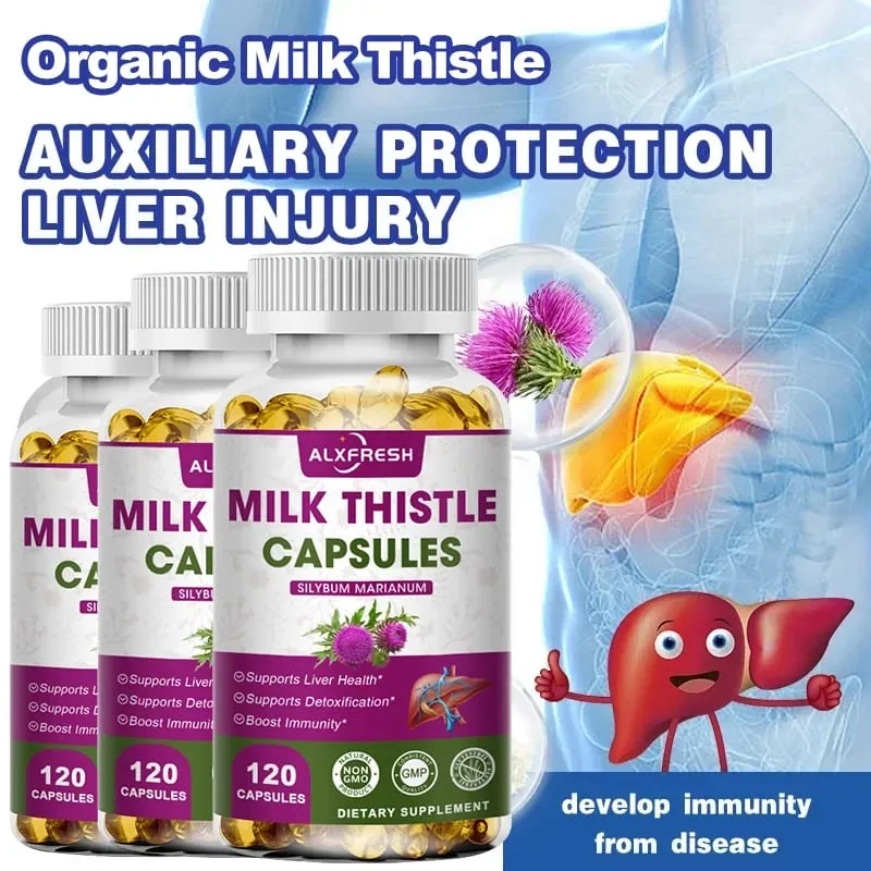 항산화 해독 지원을 위한 밀크씨슬 추출물 간 건강 기능 허브 보충제는 간 정화 및 회복을 촉진합니다.