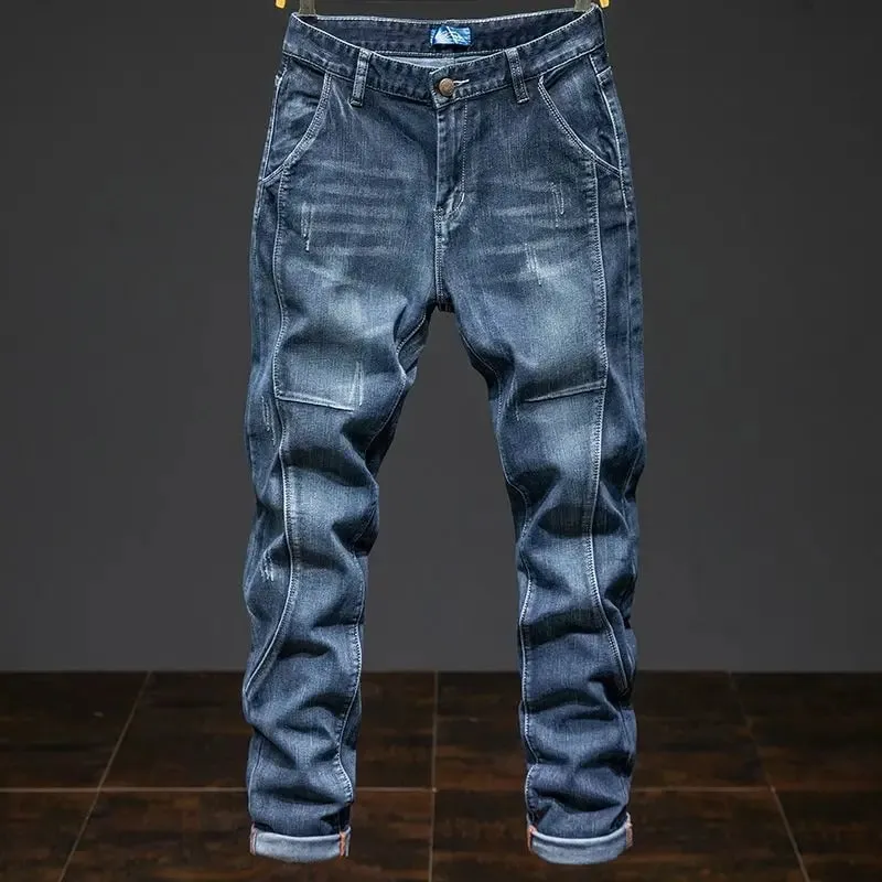 Splejsning Elastik Stor størrelse Løse elastiske jeans Mænds efterår Koreansk trendbukser Mænds Harlan denimbukser Mænd Bootcut jeans — image 2