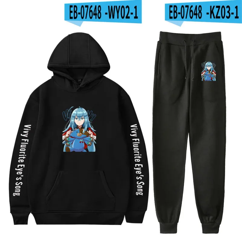Harajuku Comfortable Vivy Fluorite Eye's Song Print Sweatshirt Sweatpants Hoodies+ Trousers Suit Boys/Girls 2 Piece Set Clothes — image 1