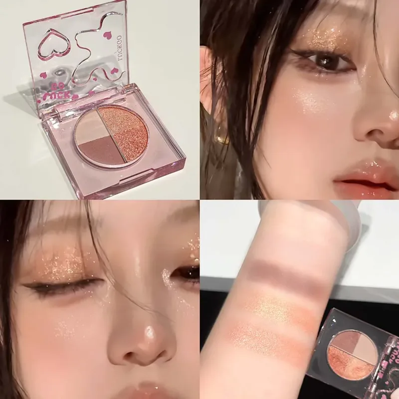 Four-color Diamond Glitter Eyeshadow Palette Mini Pink Orange Matte Shimmer Eye Shadow Eye Pigments Highlighter Makeup Cosmetics — image 8