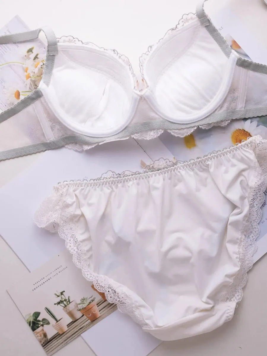 Japanese-style sweet lingerie set thin embroidered shallow cup disc type 2 bra set — image 5