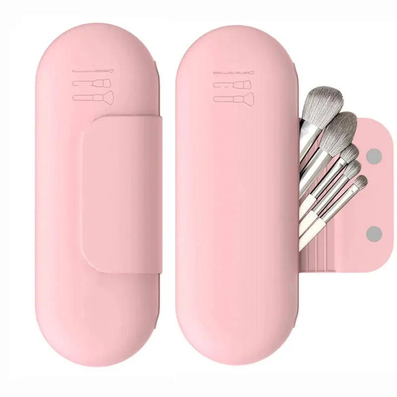 Silicone Makeup Brush Holder Travel Cosmetic Bag Case Soft Portable Cosmetic Face Brushes Holder with Magnetic Closure — image 10