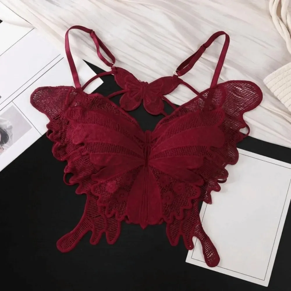 Fashion Backless Butterfly Bras Padded Slim Fit Lace Camisole Flower Korean Style Hollow-out Vest Tops Streetwear — image 10