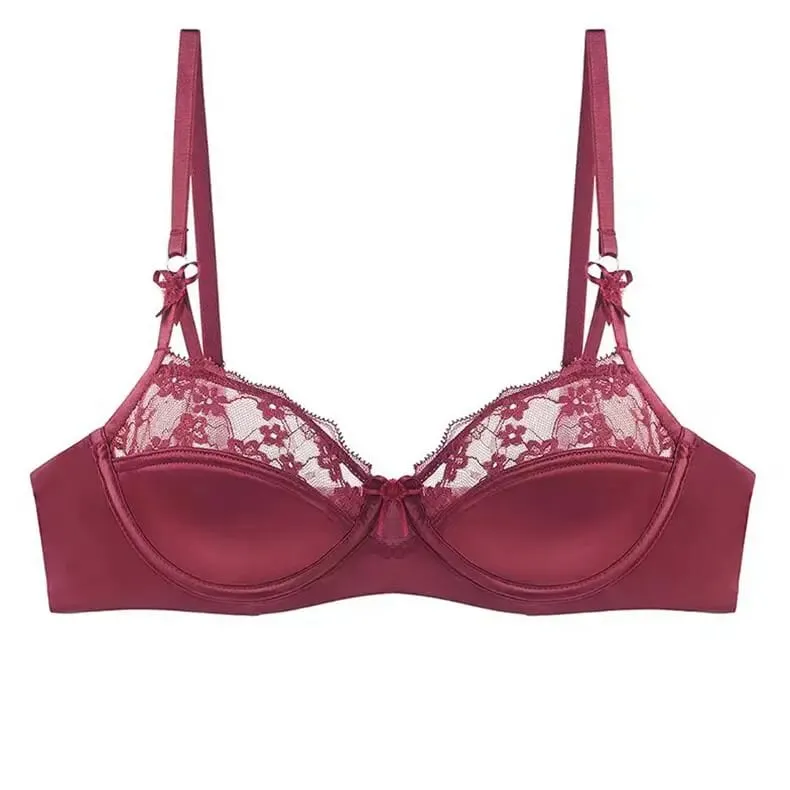 Ensemble de soutien-gorge français en dentelle pour femmes, demi-tasse fine, minimiseur pour gros buste, Push Up, Anti-affaissement, soutien latéral, confortable, ensemble de Lingerie quotidienne Sexy — image 10