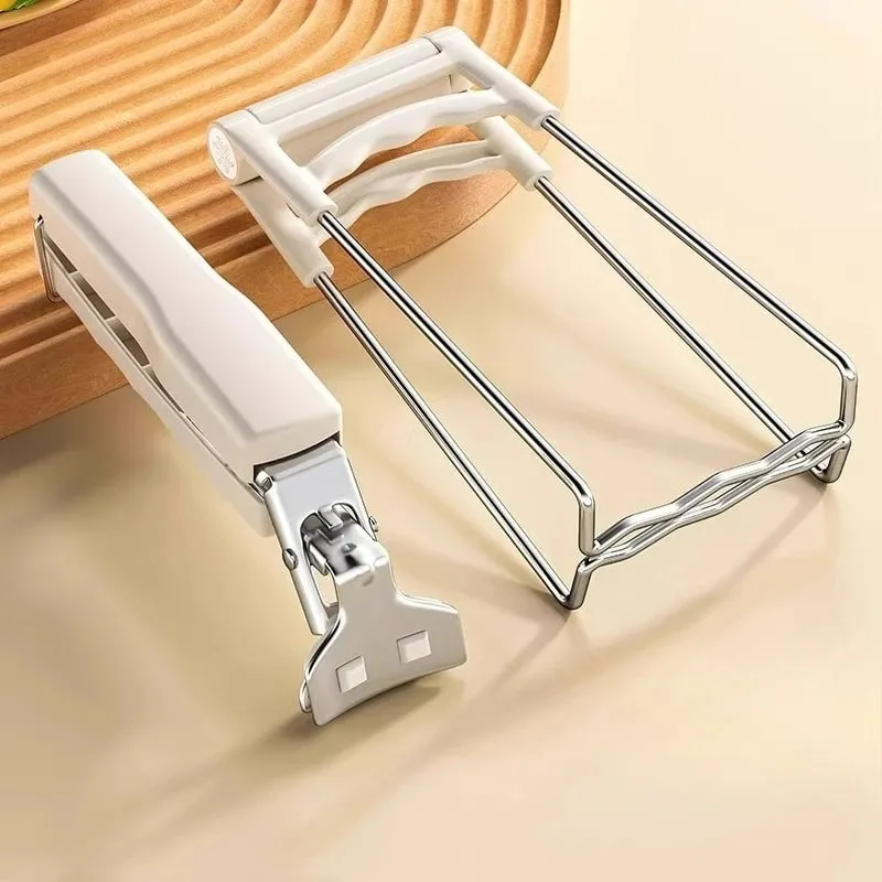 Heat Resistant Bowl Tongs Kitchen Utensils Steamer Stainless Steel Plate Elevator Cooking Safety Clamp Tool — image 1