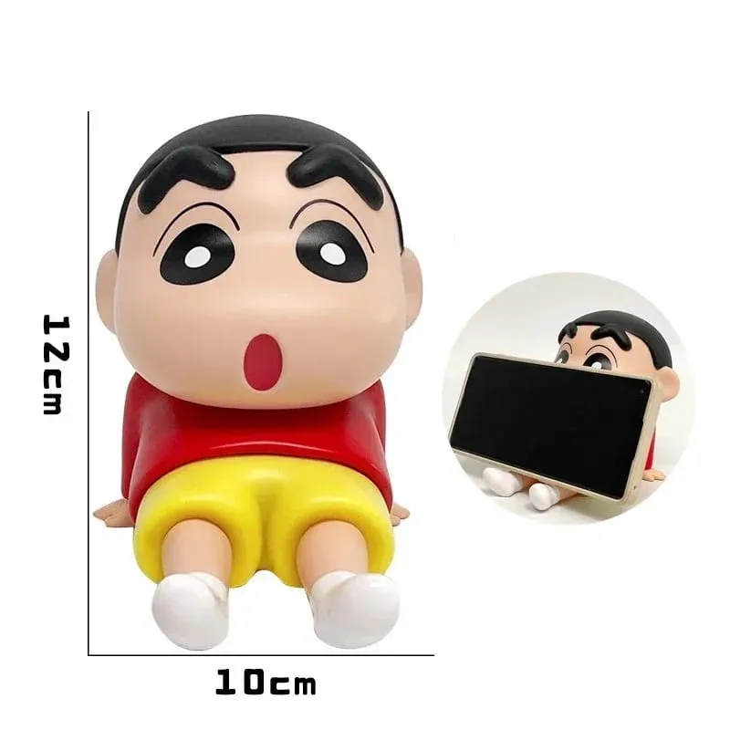 Crayon Shin-Chan Figures Phone Holder Kawaii Anime Desktop Ornaments Cartoon Watching TV Phone Support Cute Doll Decorations — image 8