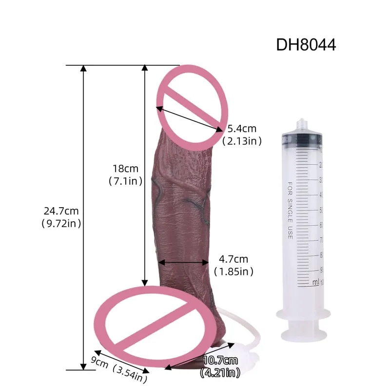 Silicone Lifelike Double Layers Ejaculating Penis Squirting Long Dildo With Sucker Anal Sex Toys For Men Women Masturbator — image 20