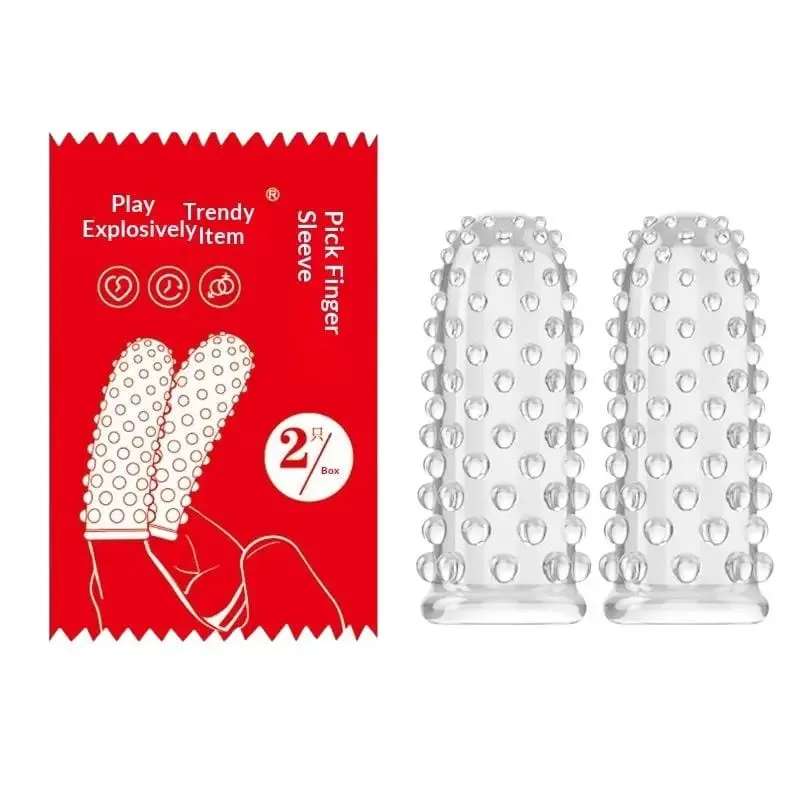 2 Pack TPE Finger Sleeve No Vibrators G Spot Orgasm Massage Clitoris Stimulator Masturbators Anal Sex Toy For Woman Men Beginner