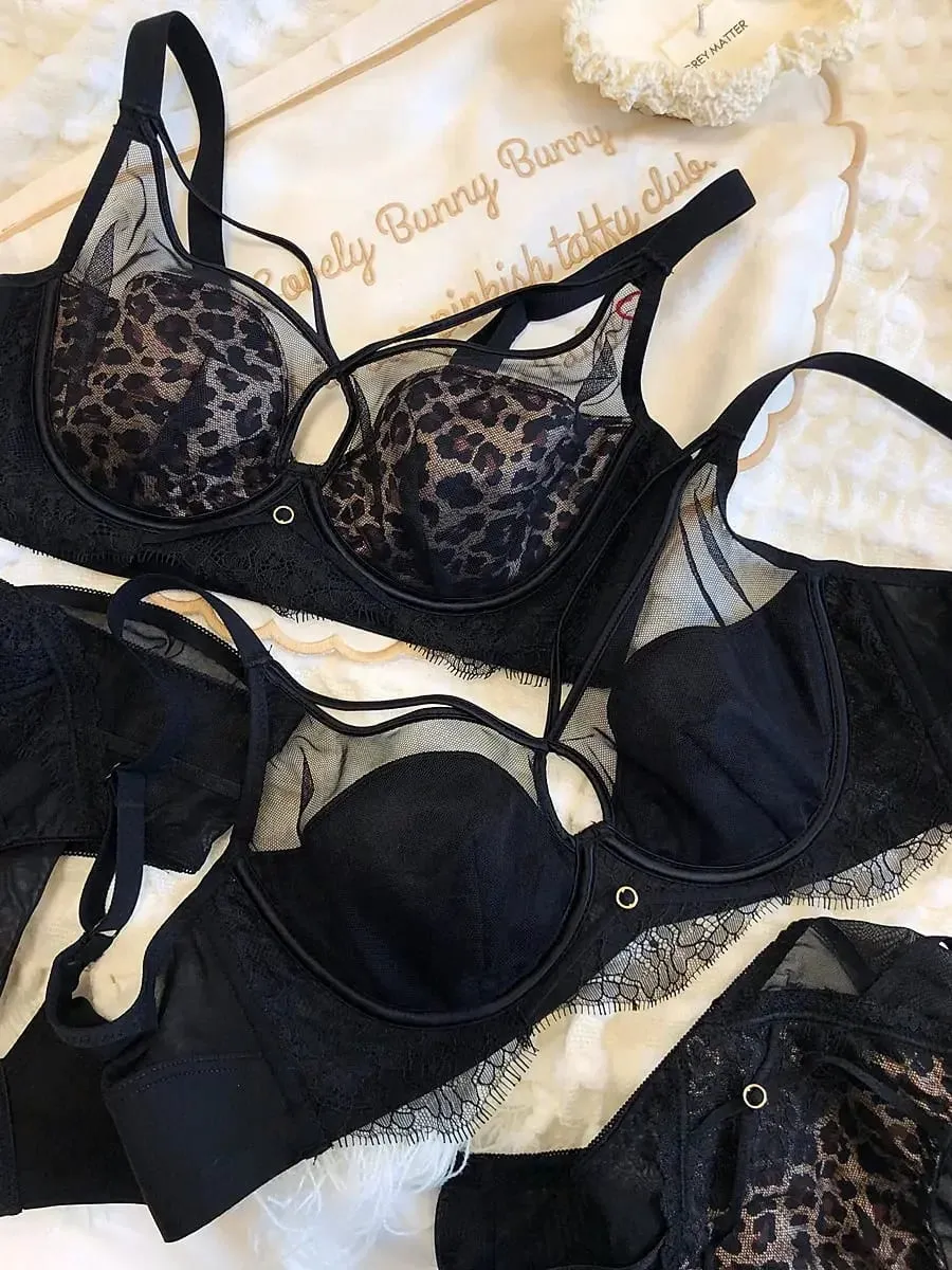 Sexy Hollow Bra Briefs Set Women Lace High Quality Underwear Thin Cup Adjustment Type Push Up Bras Mesh Lingerie Sets — image 5