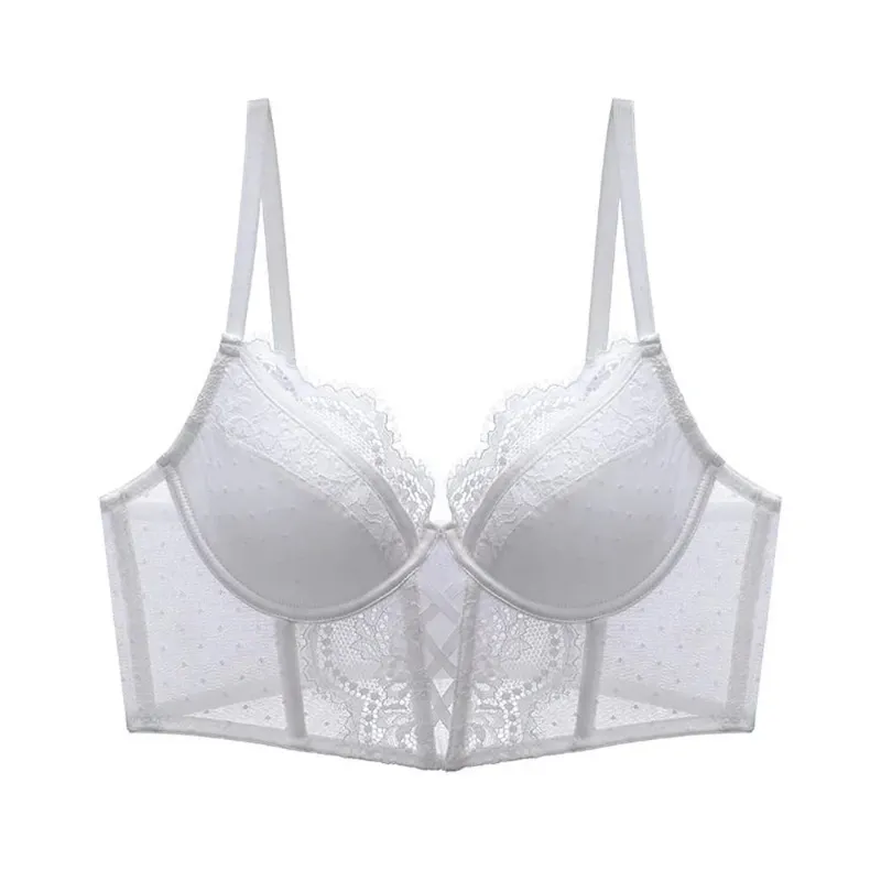 Popular French Vintage Lace Women Bra Set Soft Underwire Thin Cup Bone Support Push Up Side Gather Armpit Fat Underwear 32-38AB — image 9