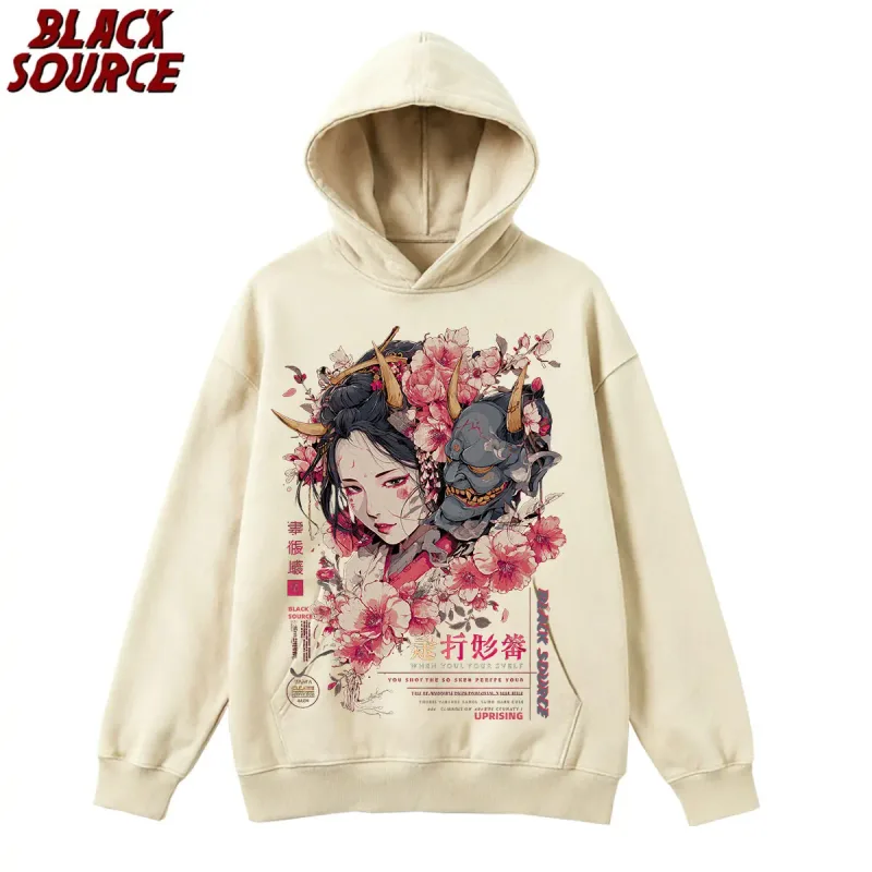 T240 Men's Women's Anime Dragon Floral Print Hoodie, Casual Pullover Hooded Sweatshirt, Comfortable Loose Fit Daily Wear — image 14
