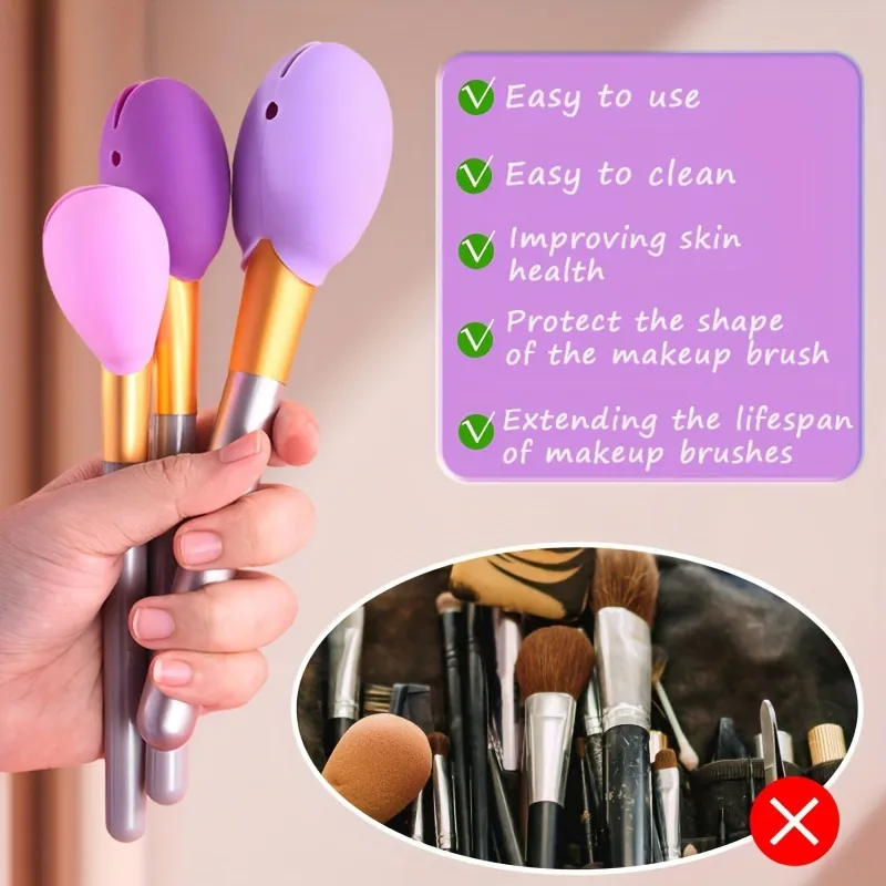 Silicone Makeup Brush Covers for Travel A Storage & Organizer Case for Brushes To Protect Makeup Bag — image 1