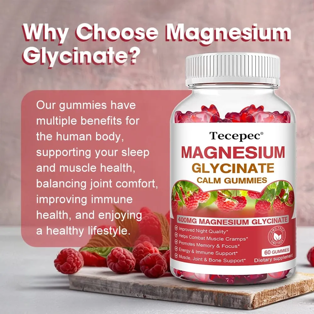 Gummies au glycinate de magnésium - Suppléments pour adultes qui aident à la relaxation, favorisent la santé cardiaque et soutiennent la santé de la moelle osseuse et des articulations — image 6