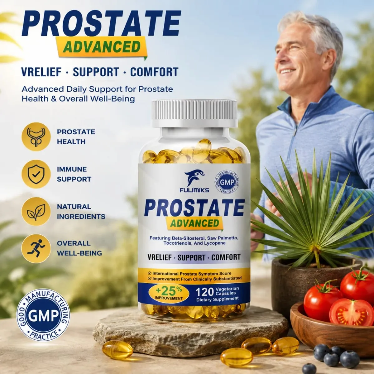 Premium Prostate Capsules with Saw Palmetto & Beta-Sitosterol Supports Urinary Flow Prostate Health & Comfort Relieve Bladder