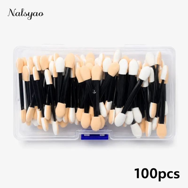 Applicator 50/100/200PCS Disposable Dual Sides Eye Shadow Sponge Applicators with Container Length Eyeshadow Brushes Makeup