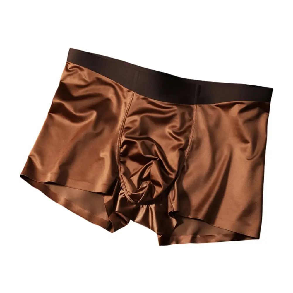 1pc Herren Nahtlose Boxershorts Atmungsaktive Schritt Höschen Eis Seide Boxershorts Bequeme Satin männer Unterwäsche Slips — image 2