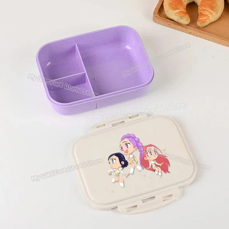Demon Hunters Lunch Box for Boy Girl Cute Mira Zoey Jinu Portable Plastic Bento Box with Dinnerware Food Fruit Container — image 12