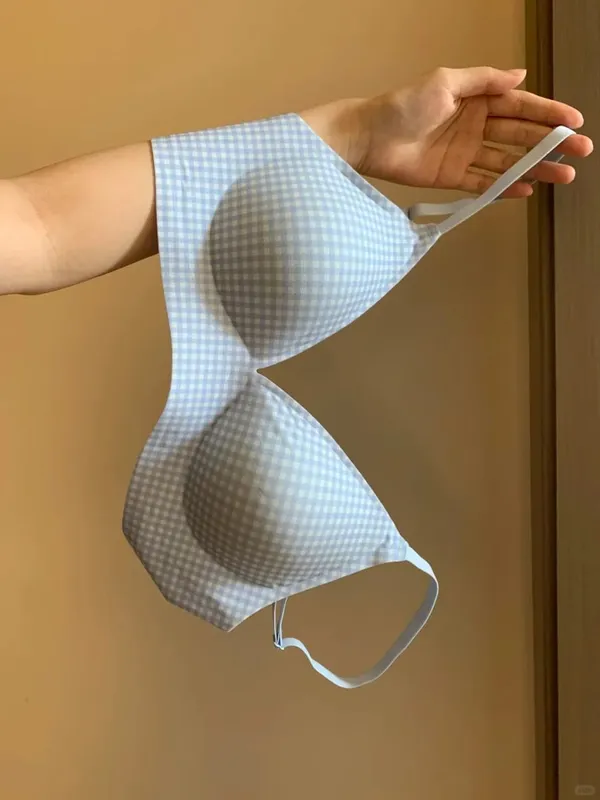 Elegant Japanese Checkered Lingerie Set Small Chest Support Wirefree Anti-Sagging Pure Cotton Comfort Fit Bralette S-XL UK Hot S