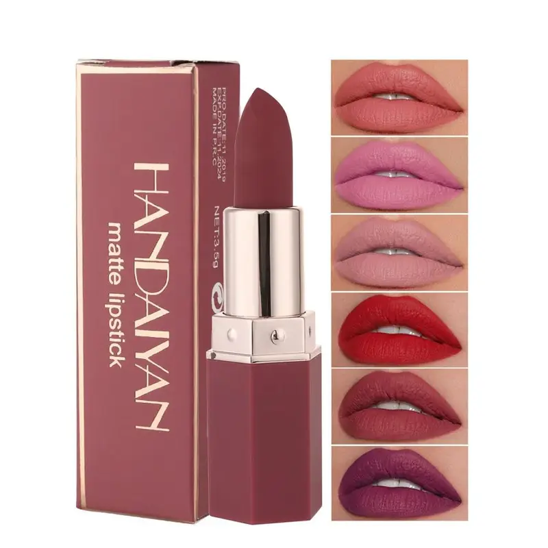Fugtgivende mat læbestift 6 nuancer Langvarig Ikke-overførsel Nude Lip Gloss HANDAIYAN Kosmetik til damer — image 1