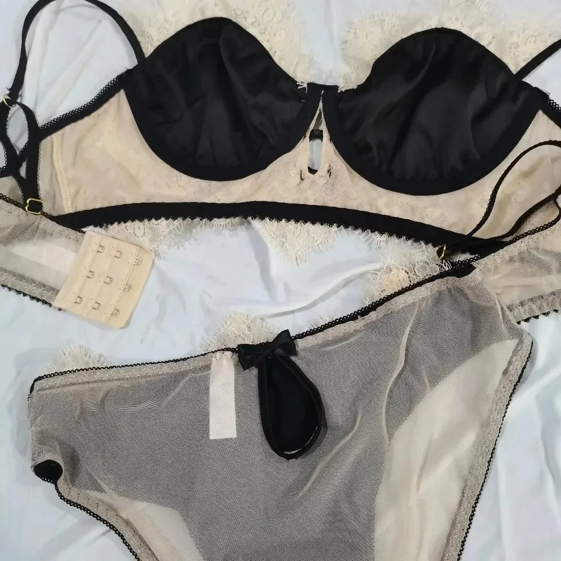Sexy Lace Bralette & Briefs Set for Women Push Up Underwire Retro Lingerie — image 6