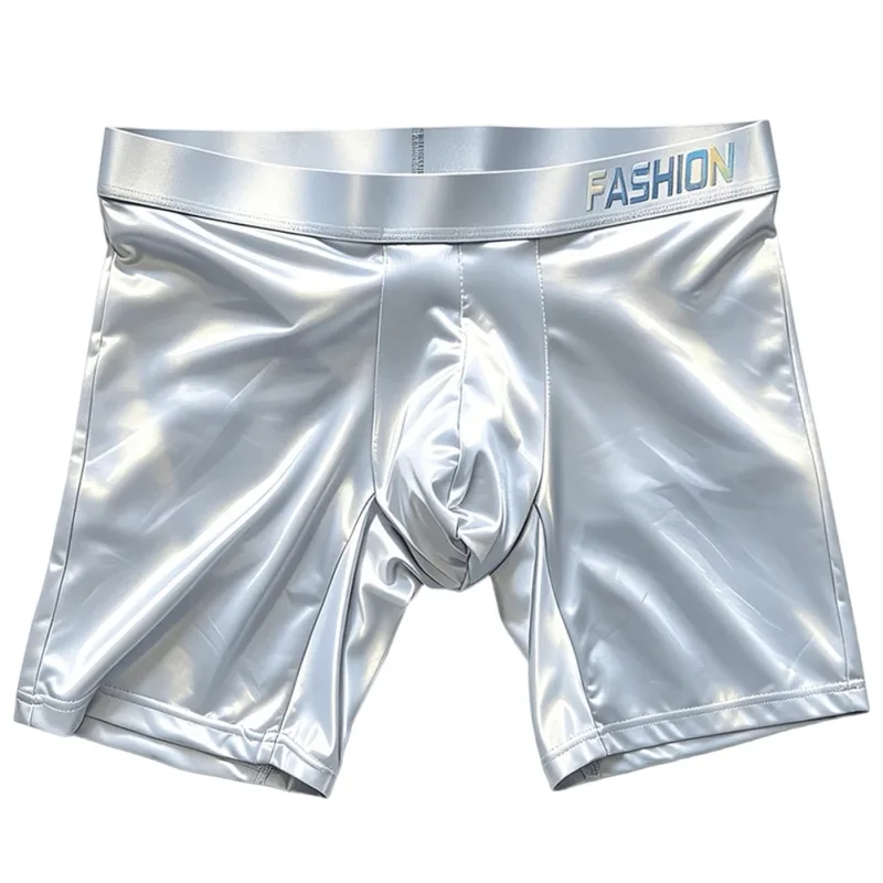 Mens Underwear Boxers Man Solid Slim Ice Silk Extended Leg Boxer Shorts Ropa Middle Waist Sports Panties Male Underpants