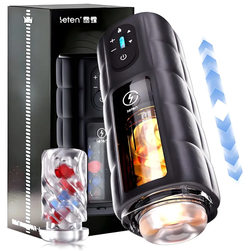 Leten Zero gravity Male Penis Training Cup Auto Thrusting and Heating Piston Stroker Adult Sex Toy For Man Penis Stimulation
