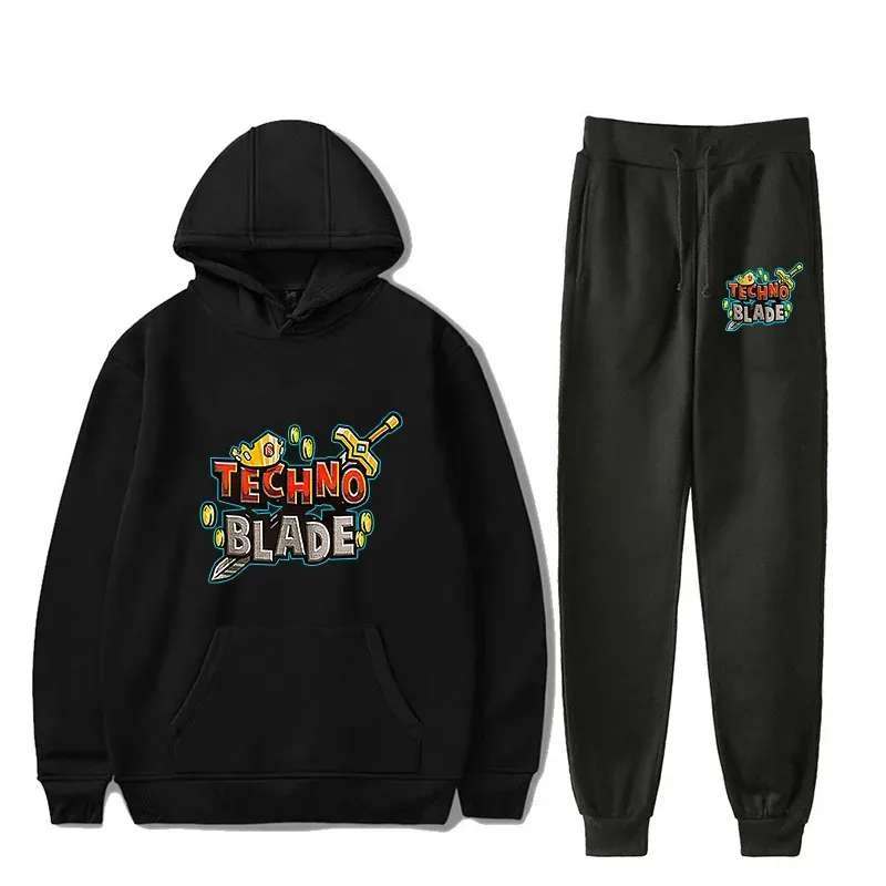 Harajuku Comfortable technoblade Print Sweatshirt Sweatpants Suit Men/Women Hoodies+ Trousers Suit Cute 2 Piece Set Clothes — image 26
