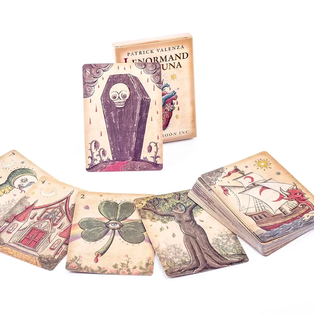 36Pcs Lenormand Della Luna Tarot Deck Tabletop Card ng Mga Panggrupong Laro Para sa Mga Partido Precognition at Divinatio Oracle Set 7.3*10.2cm