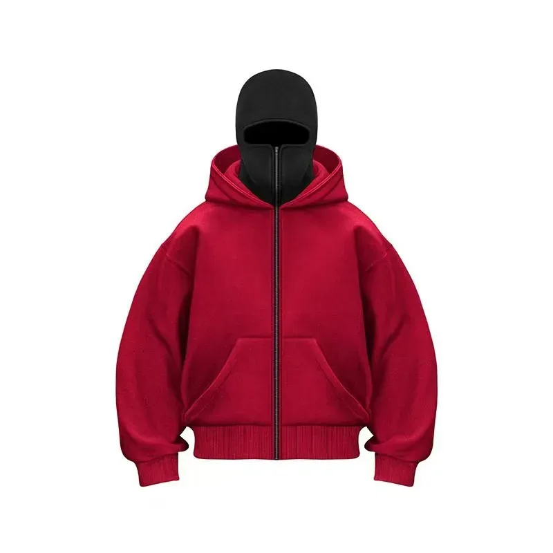 2025 Autumn Men Balaclava Y2K Gothic Harajuku Winter New Item Double Hooded Sweatshirt Men's Hooded Mask Zipper Sportswear Women — image 10