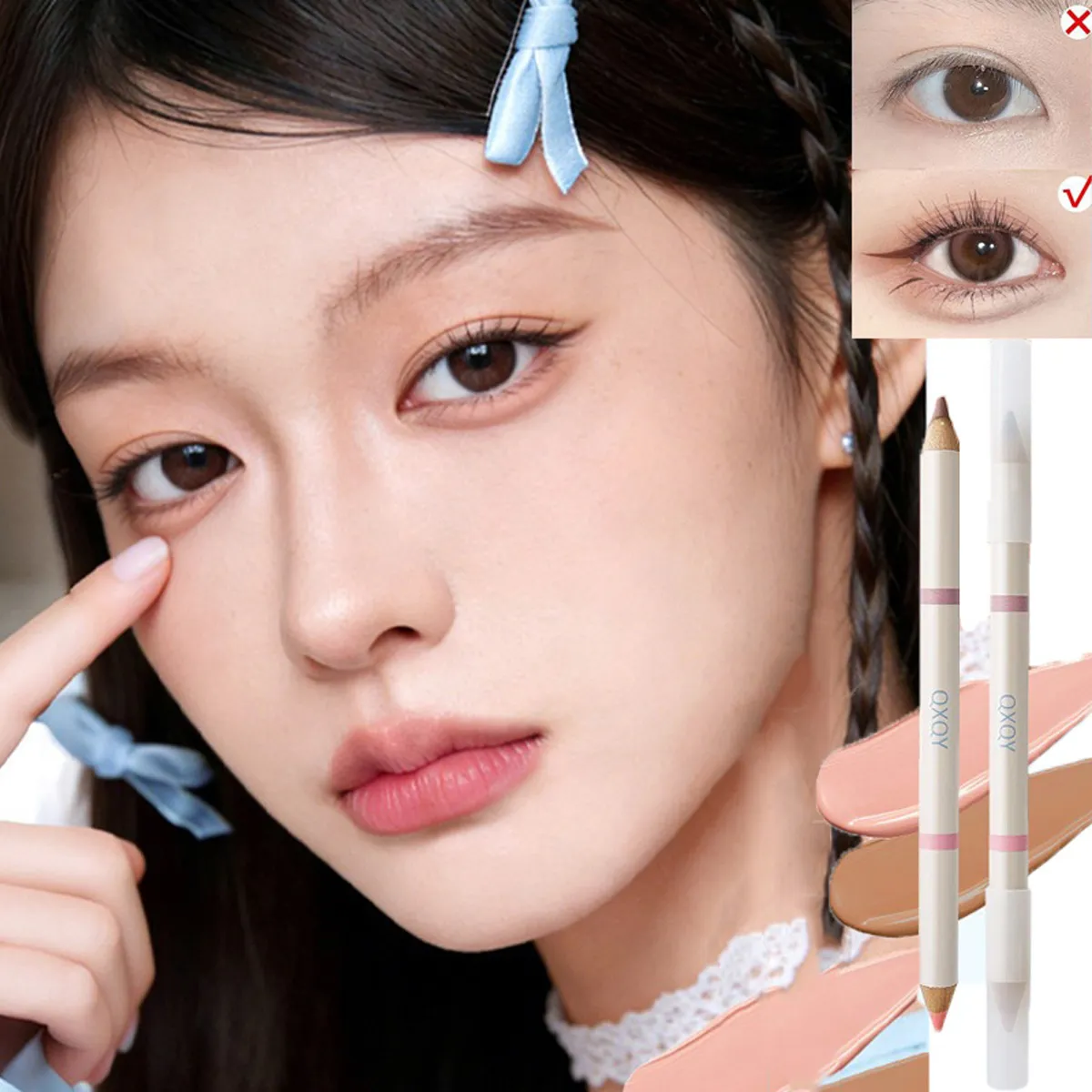 Double Tip Aegyosal Pencil Highlighter Matte Under Eye Tear Bag Liner Arrow Pen Eyeshadow Stick Korean Make Up Women Cosmetics — image 3