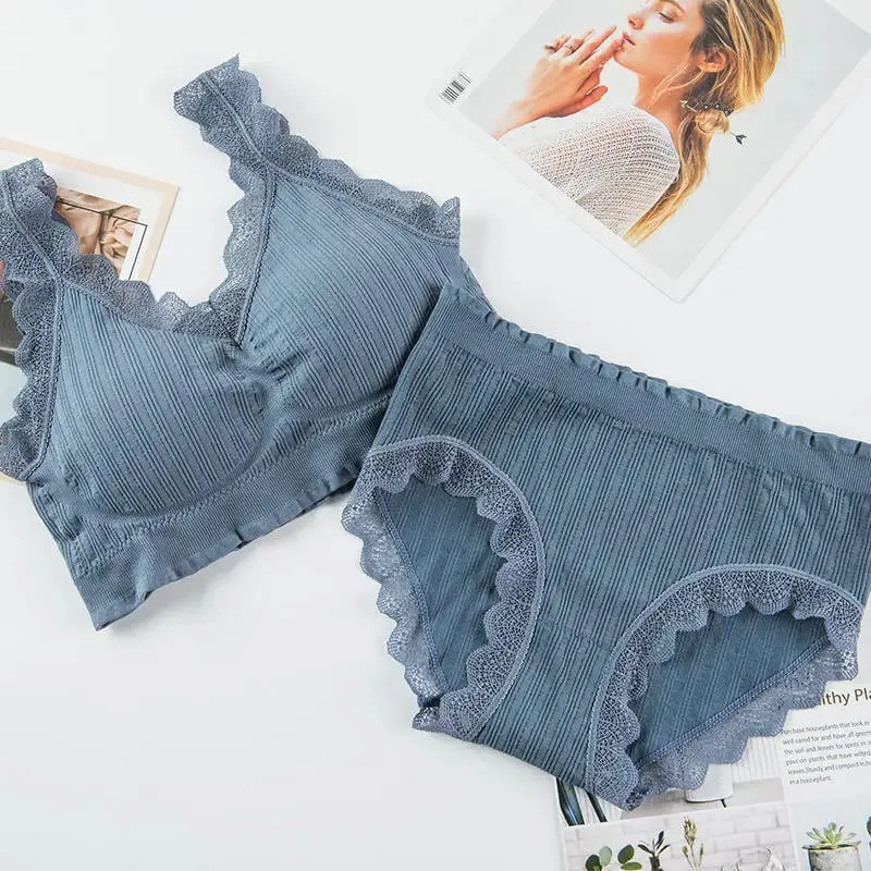 2025 Seamless Lace Back Bra Set U-Shape Sexy V-Neck Women's Underwear Full Cup Fixed Strap Home Clothes No Brand Registered — image 7
