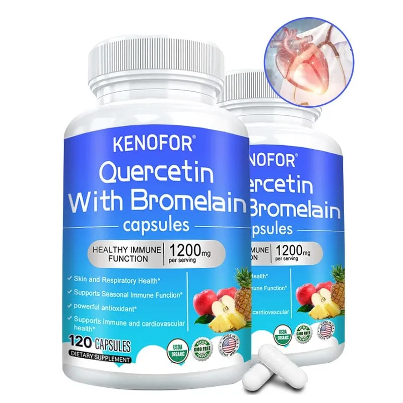 Quercetin + Bromelain Complex Capsules 1200mg - Immune Joint & Digestive Support with Vitamin C & D3 30/60/120 Counts — image 3