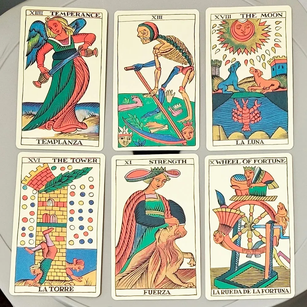 Spanish Tarot Español Deck 10.3*6cm 78 Cards Bilingual English Spanish Marseille Style Divination Cartomancie Dusserre — image 2