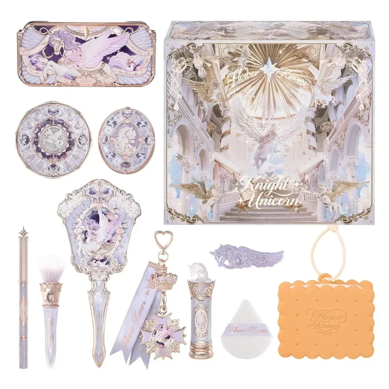 Flower Knows Knight Unicorn Collection Mini All-In Gift Set- with Lipstick Blush Eyeshadow Powder Lip Liner Mirror & Tools — image 2