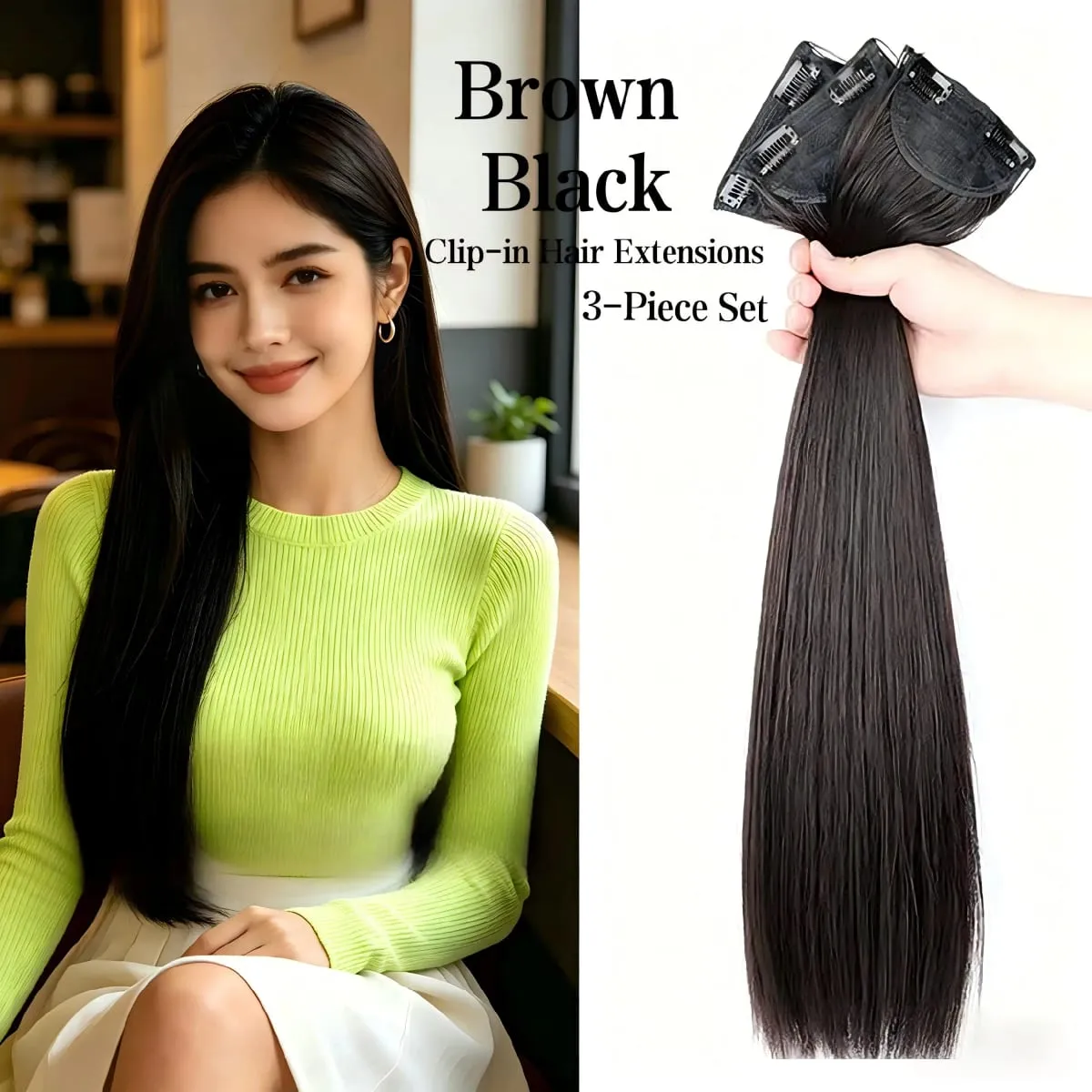 3Pcs Long Straight Synthetic Clip In Hair Extensions Invisible Seamless Natural Hairpiece Lightweight Secure BB Clips For Women — image 10