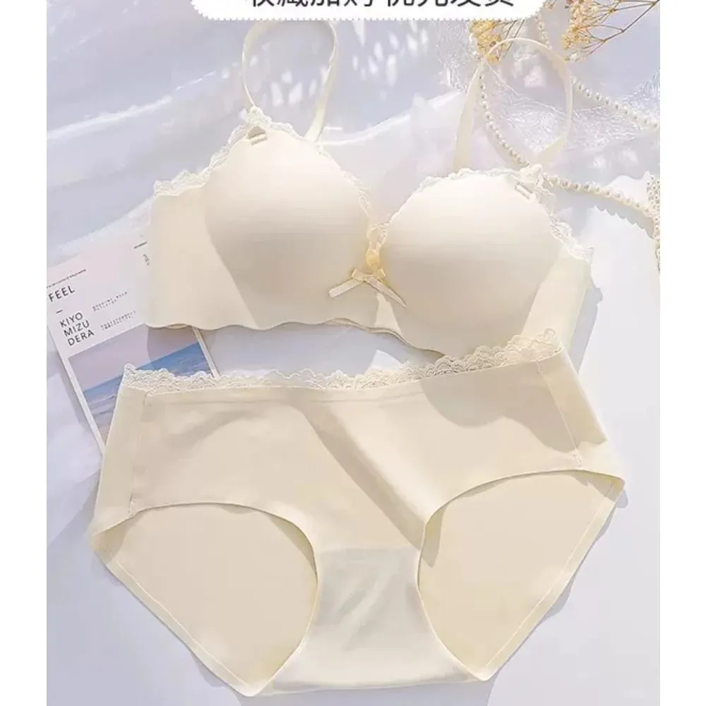 AA Cup Padded Push‑up Bra Panty Set Wireless Seamless One‑piece Lingerie Suit for Small Flat Chest Soft Daily Casual Underwear — image 2