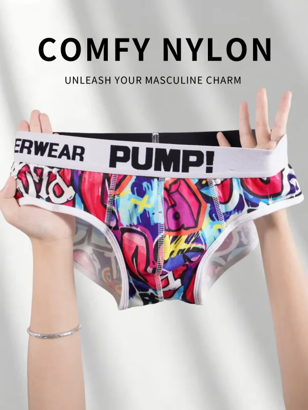 Men’s Graffiti Print Triangle Underwear Elastic Waistband Ice Silk Breathable Underwear 3256811822635074 — image 8