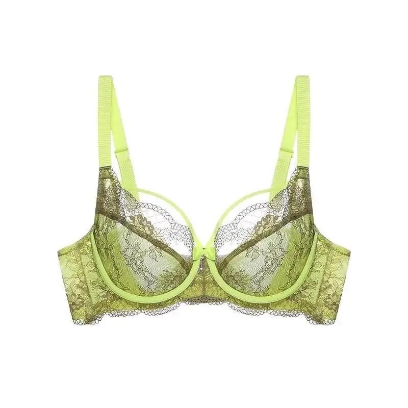Sexy Minimizer Bra Set Full Cup Ultra Thin Lace Gathered Plus Size 34-42 Big Breast To Small Breast Support Comfort Lingerie — image 8