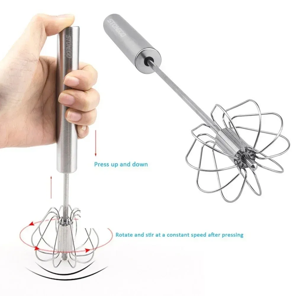 Manual Pressure Rotary Blender Coffee Milk Mixer Handheld Egg Blender Kitchen Baking Cooking Tool — image 4