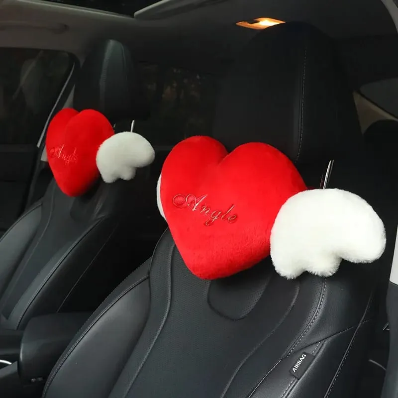 Cute Heart Angel Wings Car Neck Pillow Soft Plush Auto Headrest Pillow Universal Car Seat Head Support Cushion Decor Gift — image 10