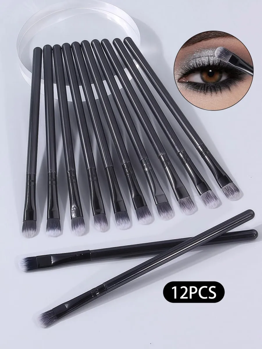 12PCS Soft Bristle Eyeshadow Brush Set - Eye Makeup Blending Brush Highlighter Brush Concealer Brush Portable Makeup Tools — image 2