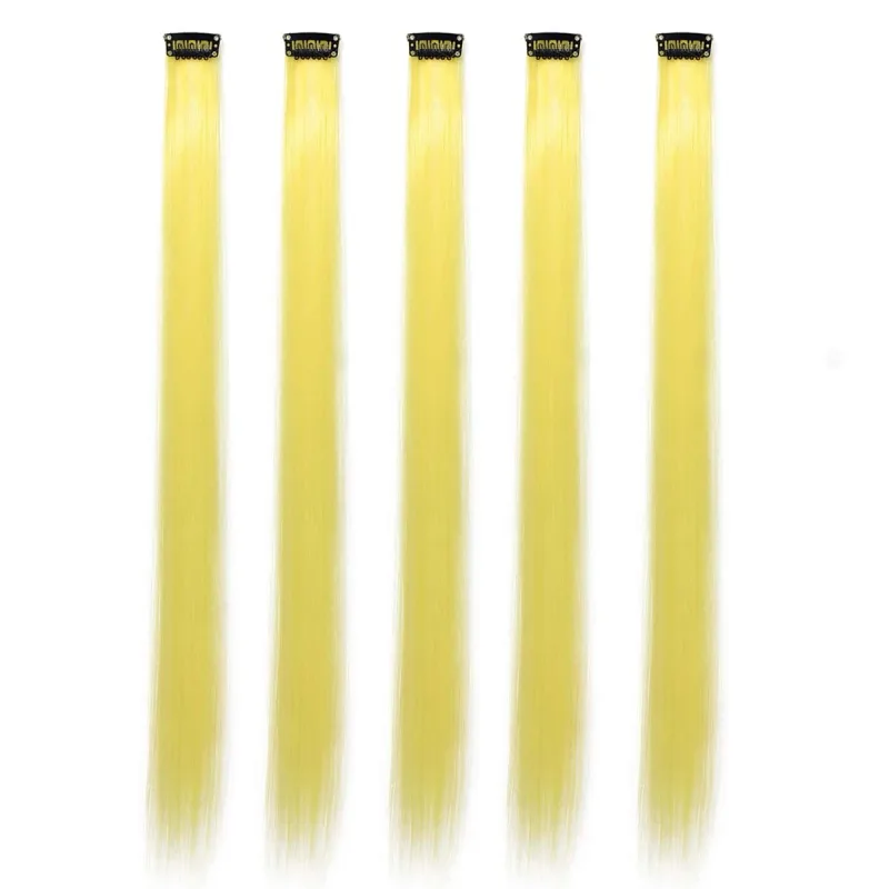 5pcs/set Colorful Clip In Synthetic Hair Extension Rainbow Long Straight Hairpieces For Women Girl Kids Y2K Style Daily Party — image 16