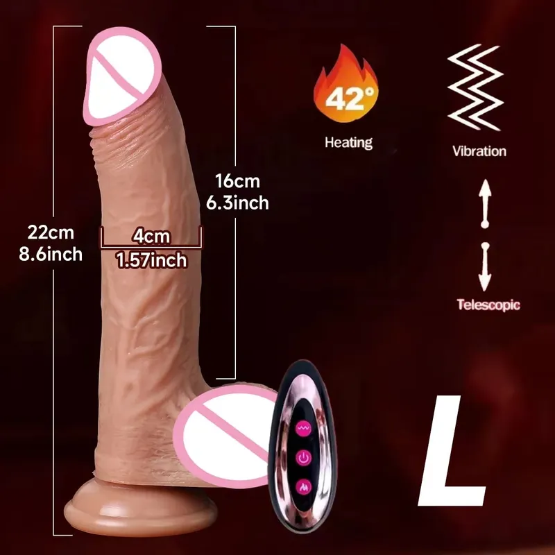 Realistic Dildo Vibrator Telescopic Sex Toys Vibrating Heated Silicone Penis Female Vaginal Masturbator Anal Plug Adult Supplies
