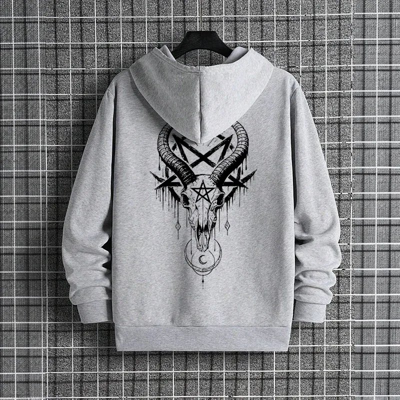 Autumn Winter Male Top Casual Pullover 666 & Inverted Cross Men's Gothic Hoodies Demonic Horror Face Print Sweatshirt Streetwear — image 10