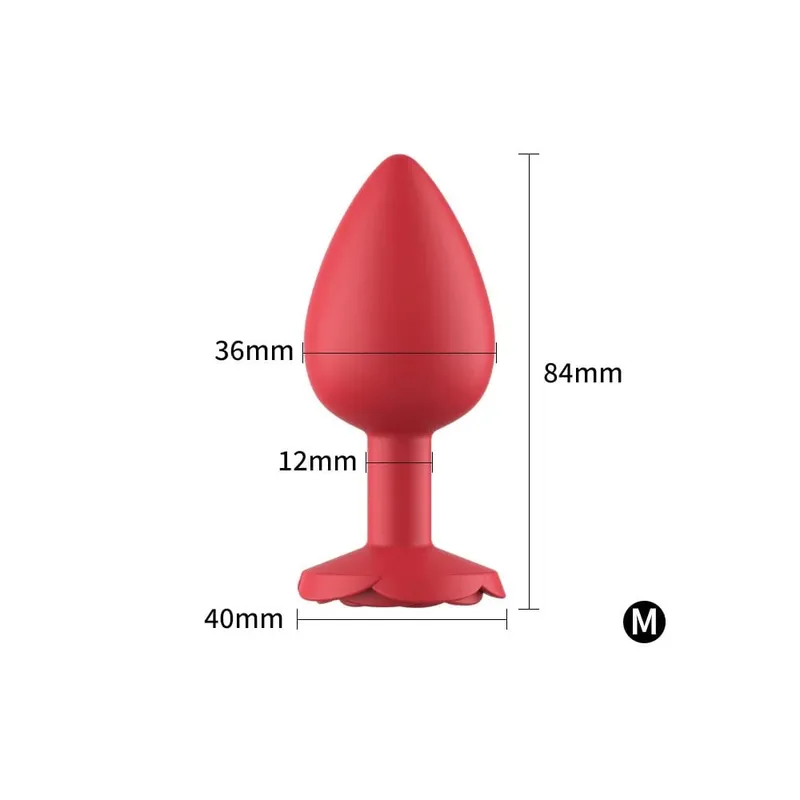 Silicone Rose Anal Plug 3 Size Red Butt Plug Beginner to Expert G-Point Massage Sexual Wellness Adult Pleasure Sex Toy — image 5