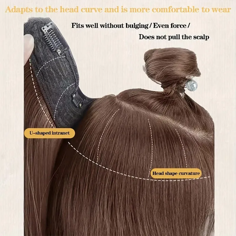 24'' Clip in Hair Extensions Long Straight Clip Hair Piece Extensions for Women Synthetic Natural Straight Hairpieces Extension — image 5