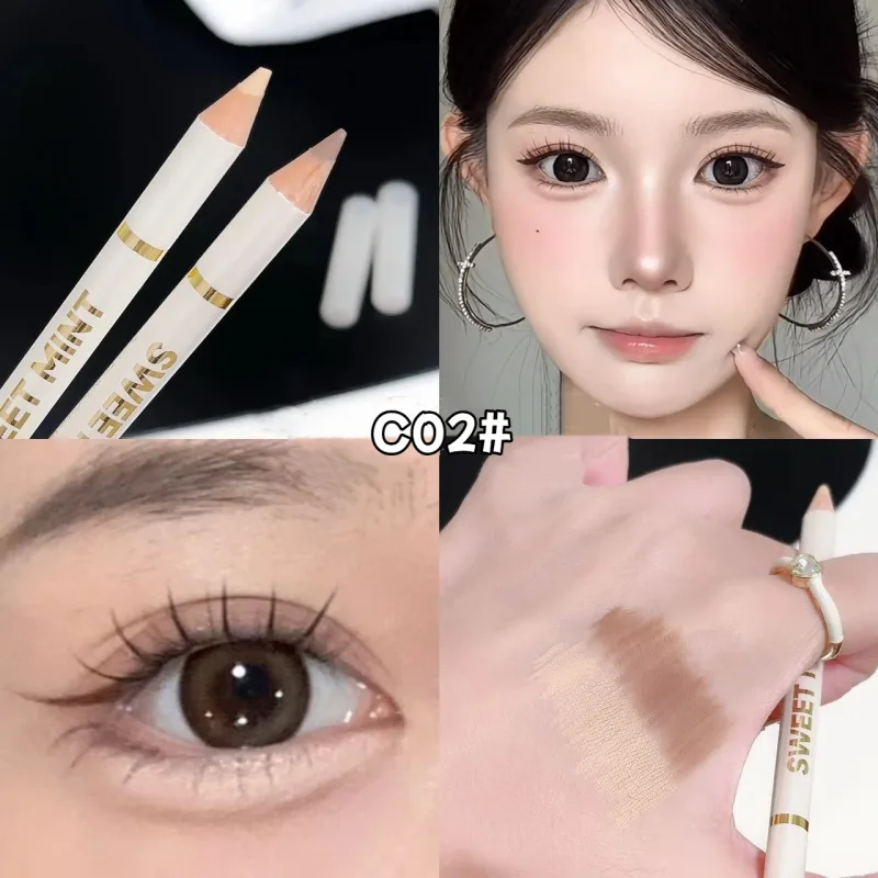 Double-ended Silkworm Eyeliner Shadow Pen 2 in 1 Nude Pink Brightening Highlighter Makeup Pencil Lasting Waterproof Eye Makeup