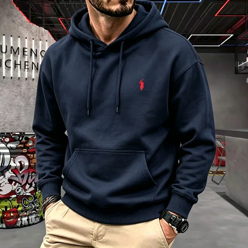 High-end herrhuv med långärmad 2026 höst-vinter lyxig fashionabla hästbroderi golftopp ledig hoodie herrkläder — image 4