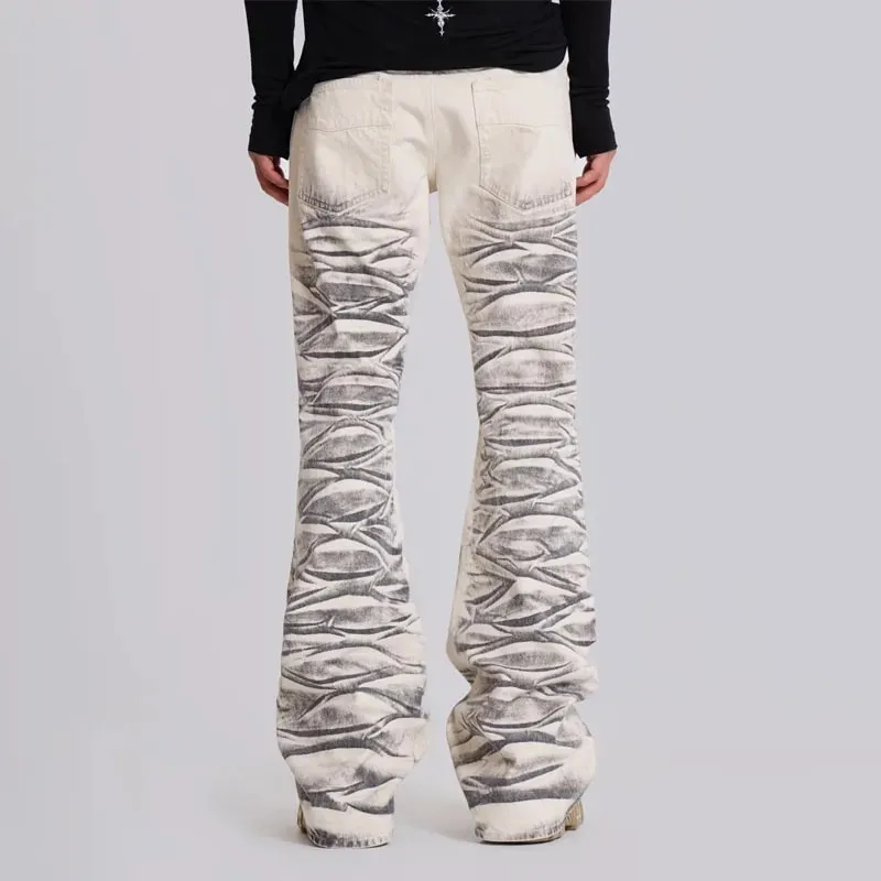 Y2K Retro Distressed Flare Jeans Women High Waist Vintage Washed Denim Bell Bottom Pants Harajuku Streetwear Casual Trousers — image 8